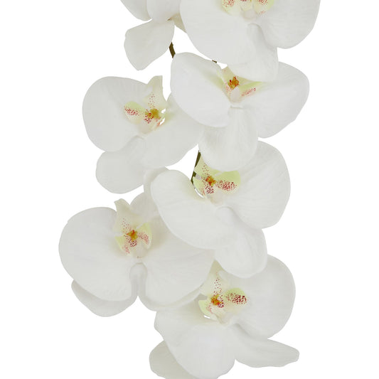Tall white butterfly orchid stem with lifelike petals and detailed textures, standing 103cm for elegant interior decor.
