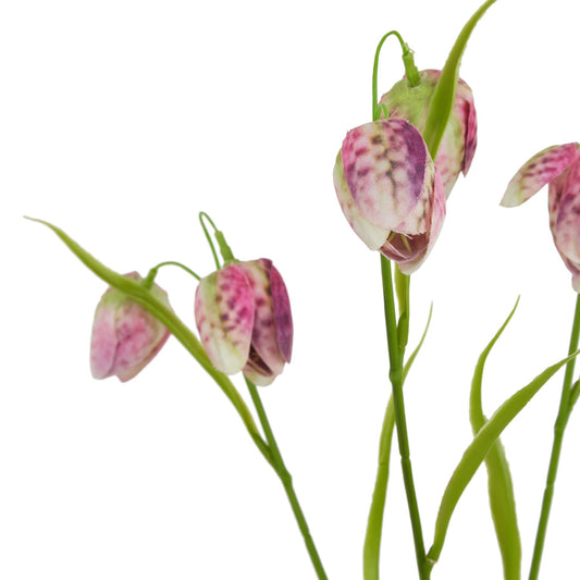 Elegant artificial purple fritillaria stem with realistic petals and lifelike textures, perfect for sophisticated decor.