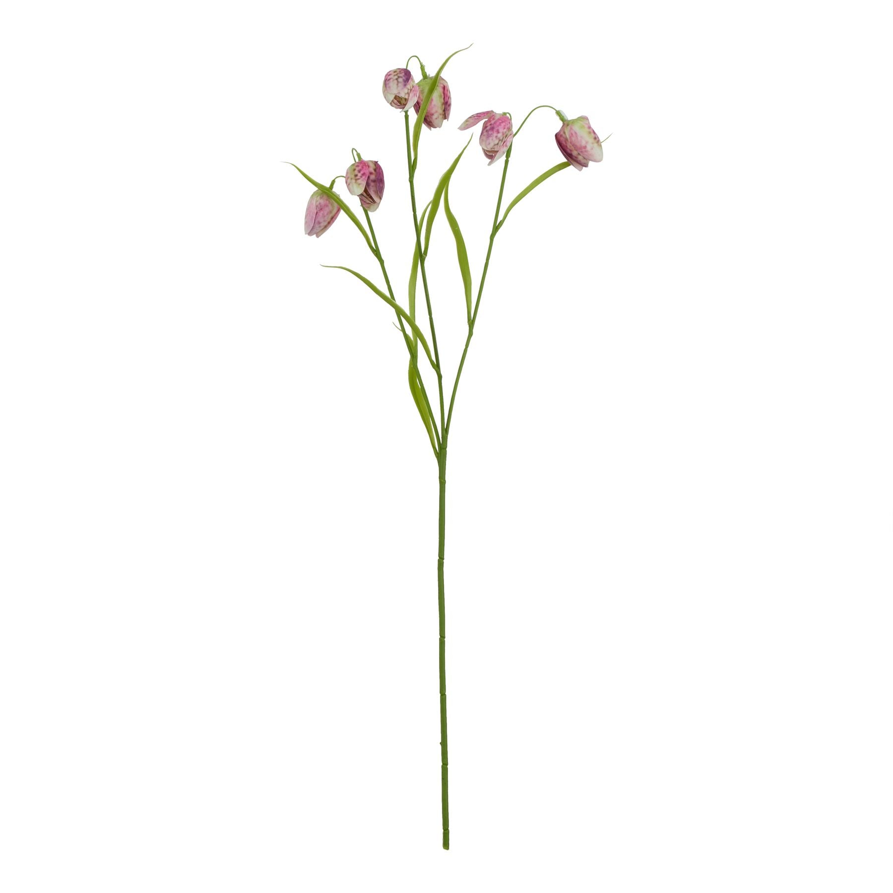 Deep purple fritillaria stem with realistic petals and vibrant green leaves, ideal for elegant home decor.