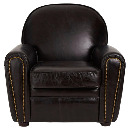 Noble Black Leather Classic Armchair