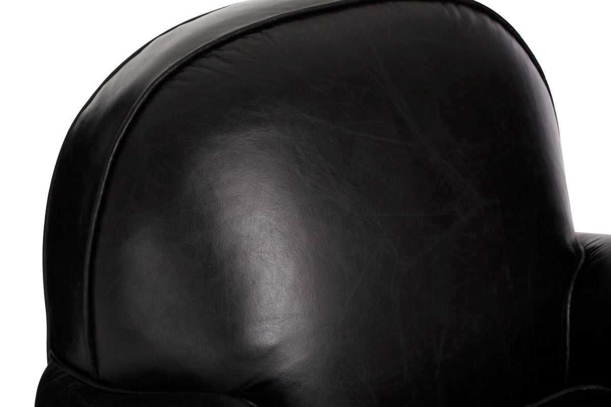 Noble Black Leather Classic Armchair