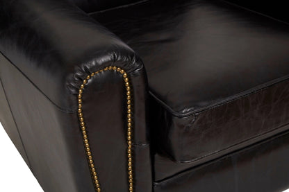 Noble Black Leather Classic Armchair