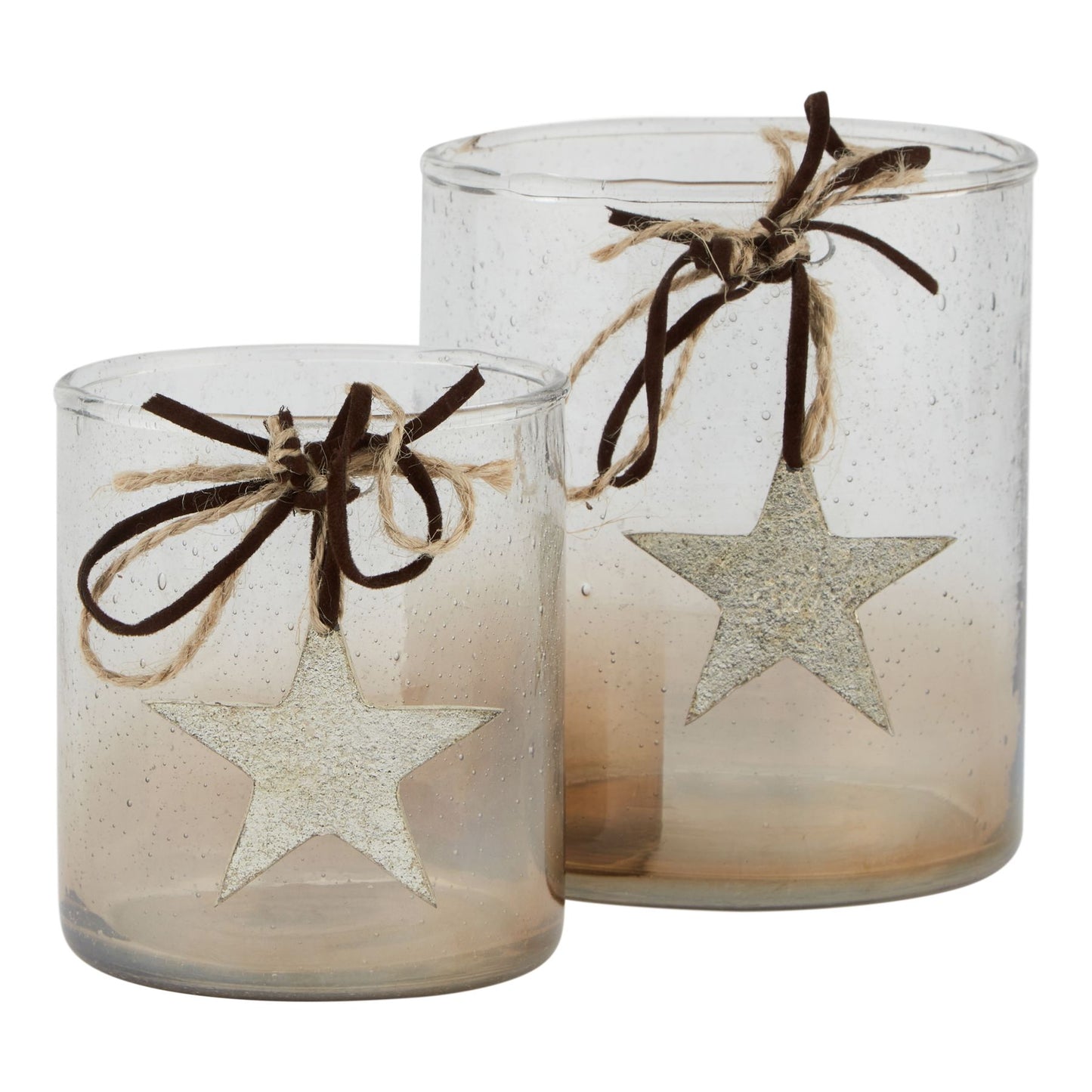 Coffee Ombre Collection Large Candle Holder Votive With Star - Christmas Decorations from the Quanta Home collection.