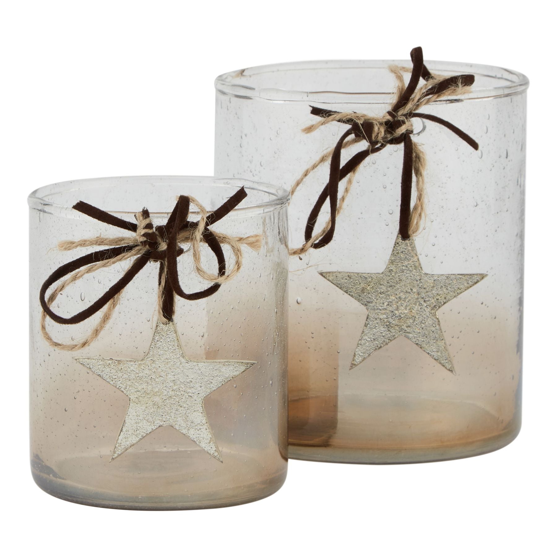 Coffee Ombre Collection Large Candle Holder Votive With Star - Christmas Decorations from the Quanta Home collection.