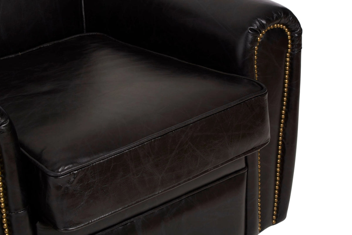 Noble Black Leather Classic Armchair