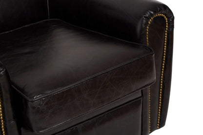 Noble Black Leather Classic Armchair