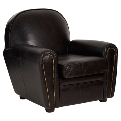 Noble Black Leather Classic Armchair