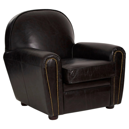 Noble Black Leather Classic Armchair