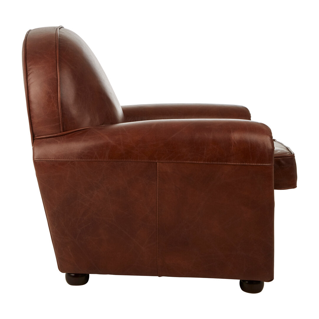 Noble Brown Leather Classic Armchair