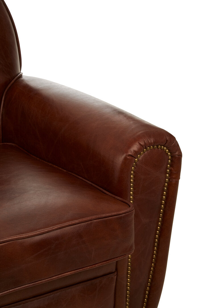 Noble Brown Leather Classic Armchair