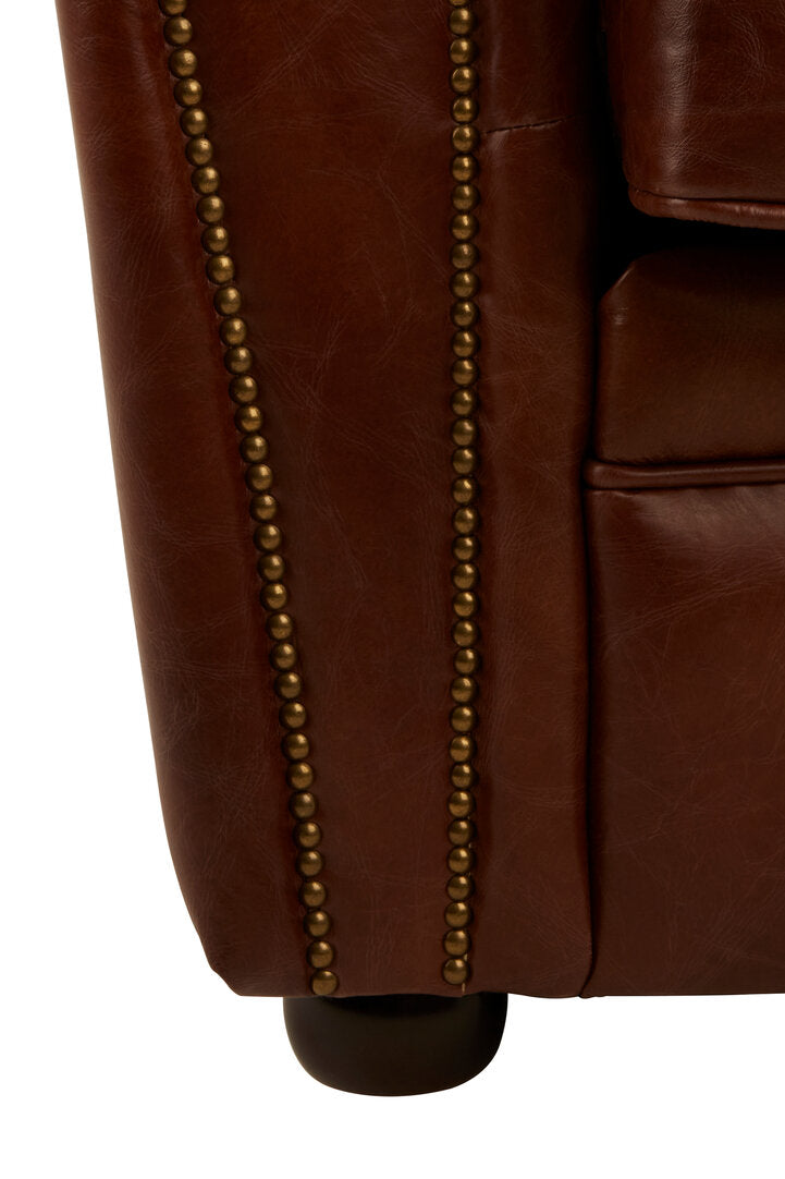Noble Brown Leather Classic Armchair