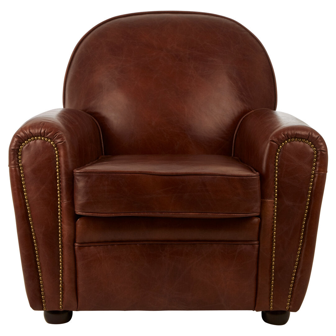 Noble Brown Leather Classic Armchair