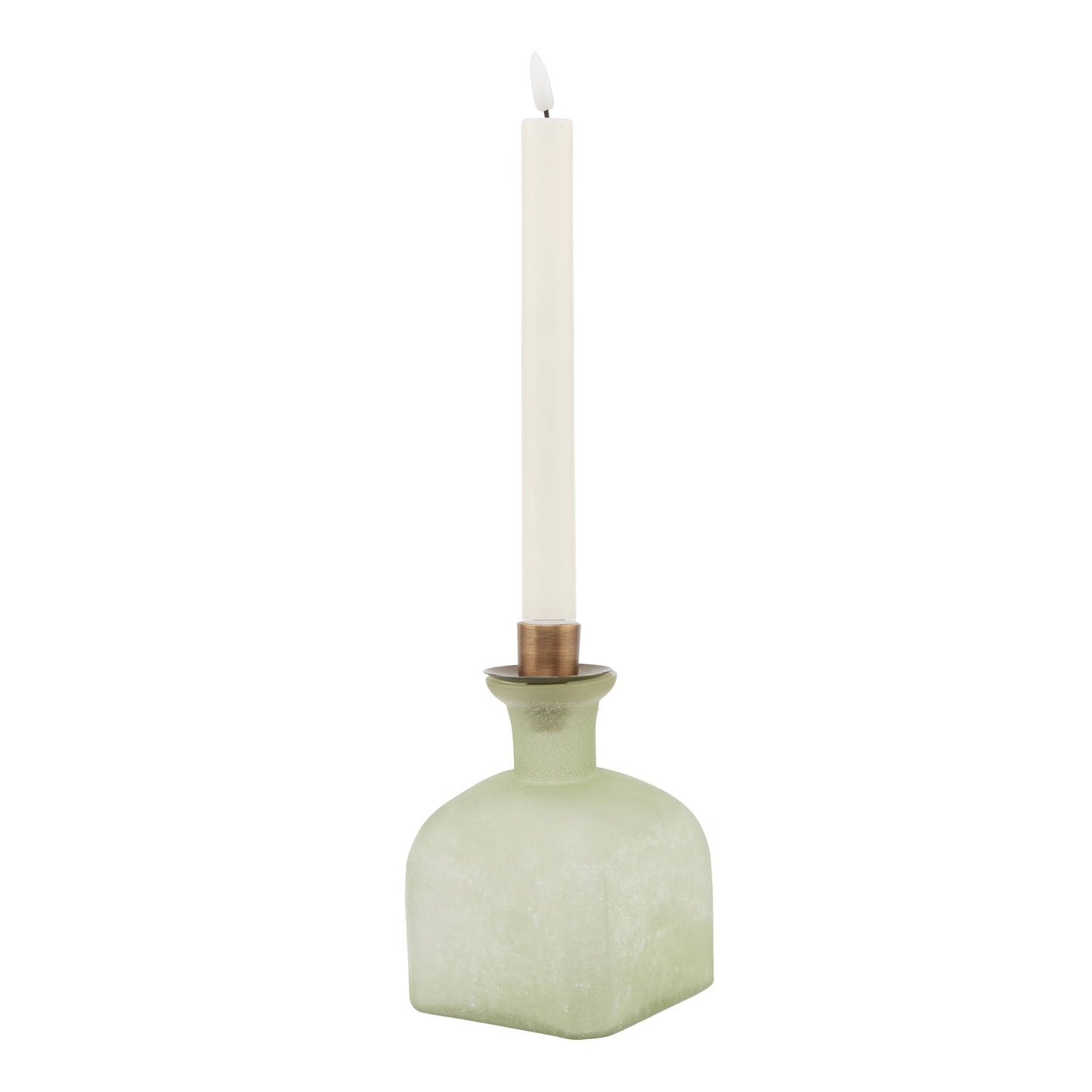 Smoked Sage and Aged Brass Candle Holder Vase - Vases from the Quanta Home collection.