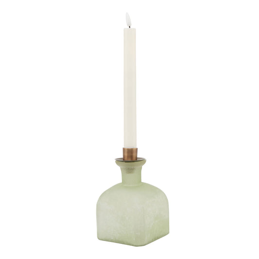 Smoked Sage and Aged Brass Candle Holder Vase - Vases from the Quanta Home collection.