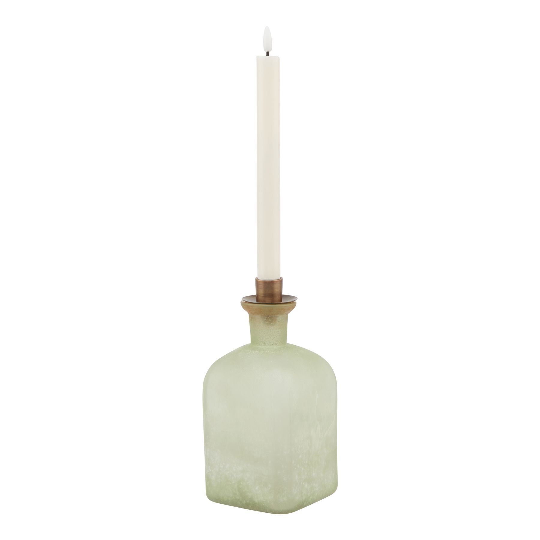 Smoked Sage and Aged Brass Large Candle Holder Vase - Vases from the Quanta Home collection.