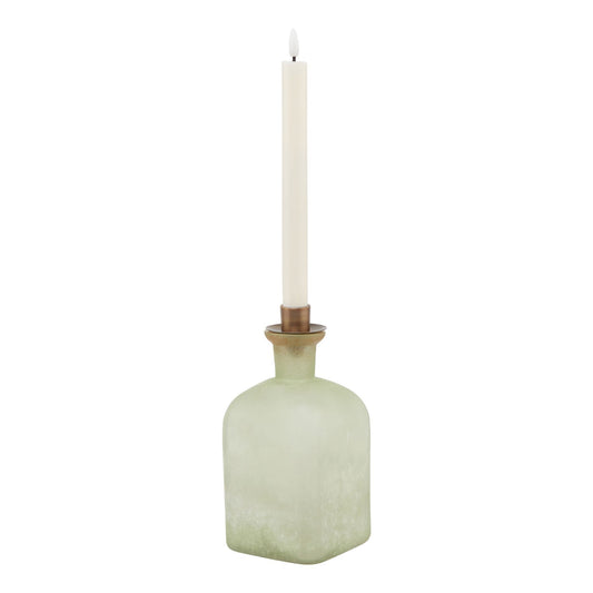 Smoked Sage and Aged Brass Large Candle Holder Vase - Vases from the Quanta Home collection.