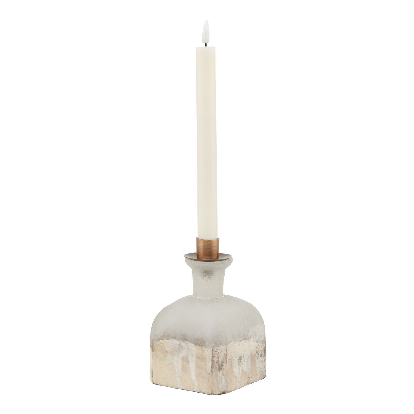 Burnished Dipped and Aged Brass Candle Holder Vase - Vases from the Quanta Home collection.