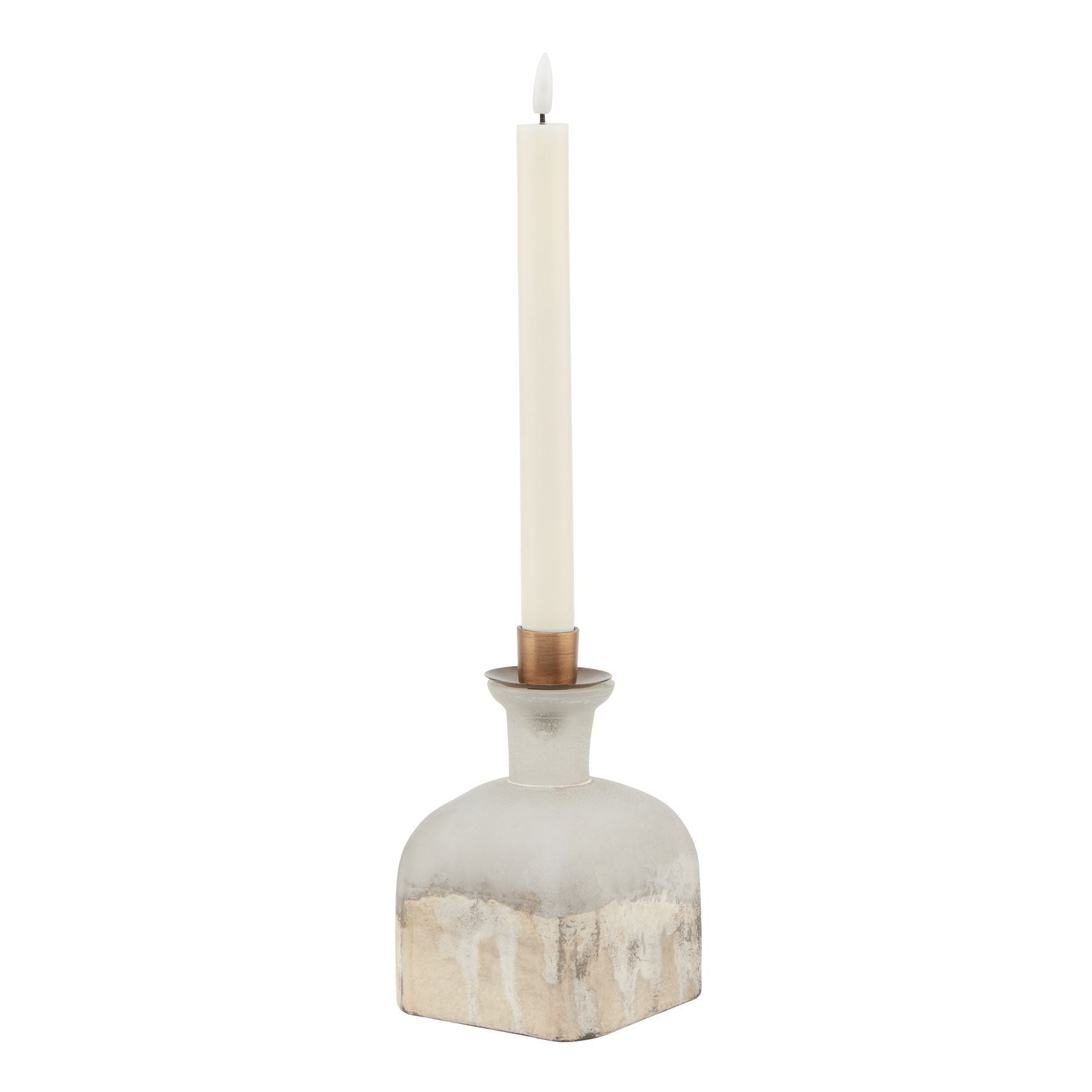 Burnished Dipped and Aged Brass Candle Holder Vase - Vases from the Quanta Home collection.