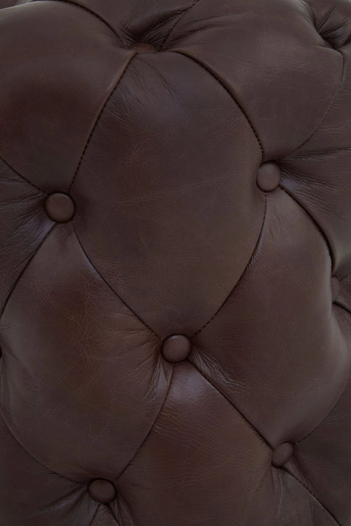 Noble Button Tufted Brown Leather Stool