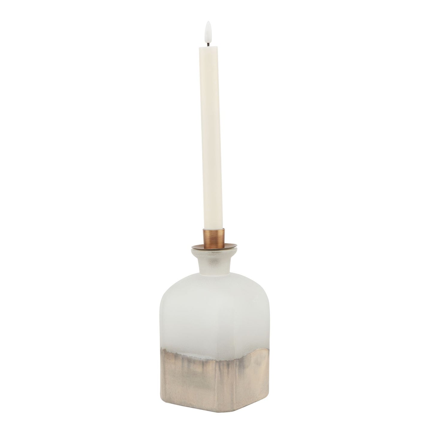 Burnished Dipped and Aged Brass Large Candle Holder Vase - Vases from the Quanta Home collection.