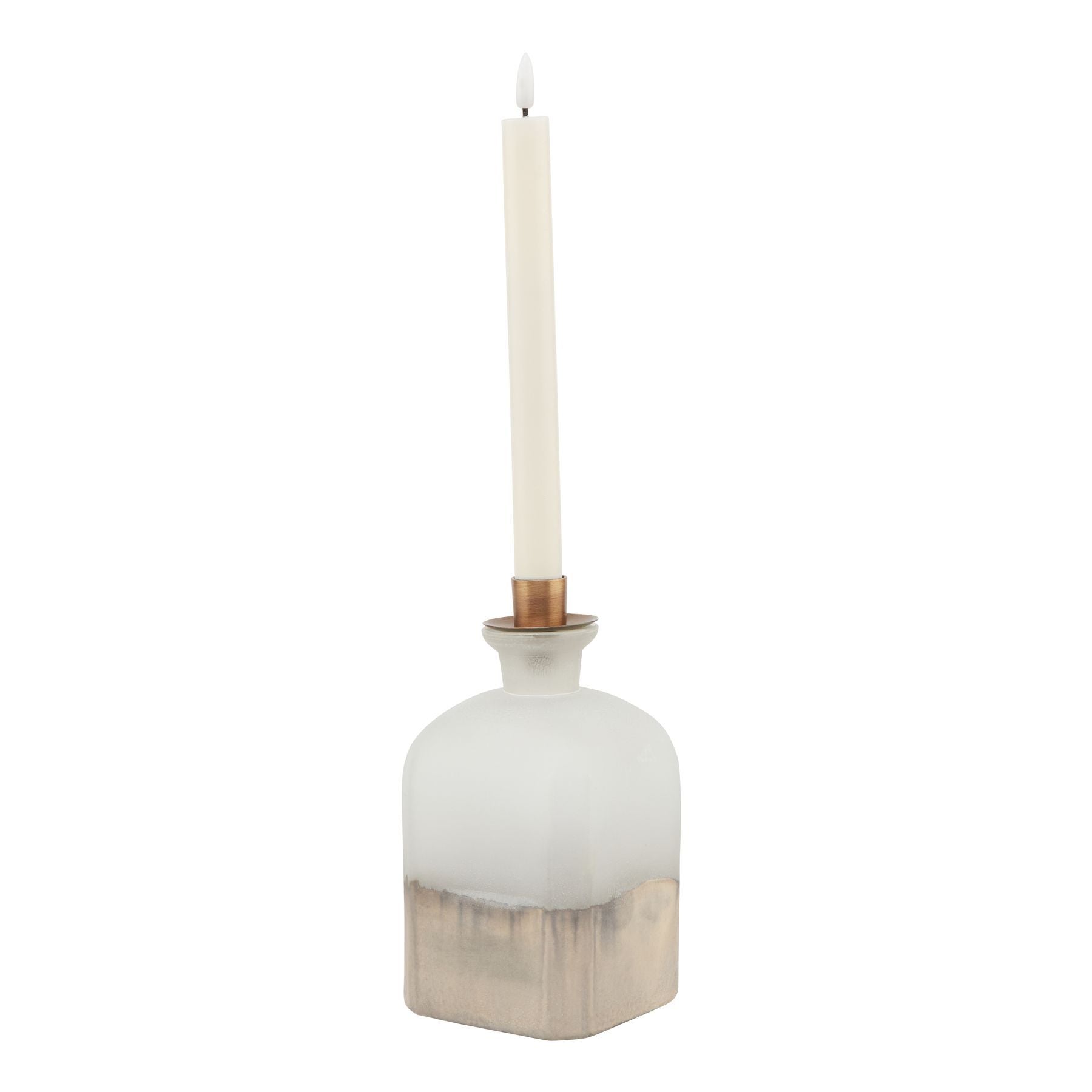 Burnished Dipped and Aged Brass Large Candle Holder Vase - Vases from the Quanta Home collection.
