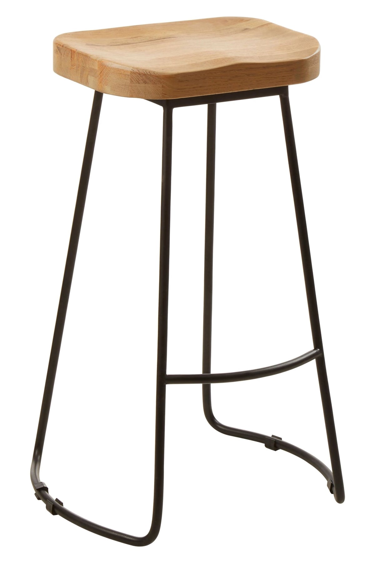 Bordeaux Oak Wood Saddle Seat Bar Stool with Black Legs