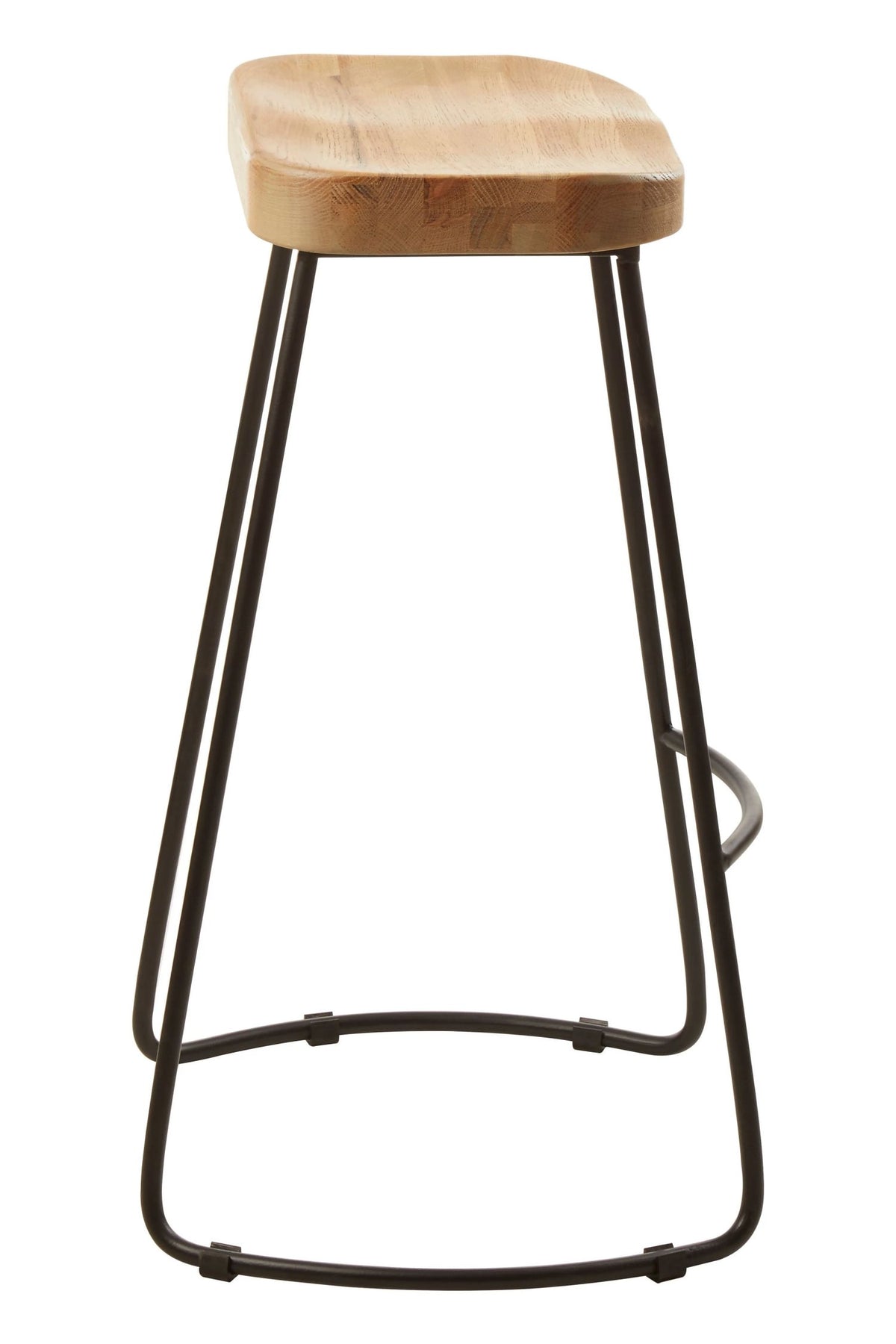 Bordeaux Oak Wood Saddle Seat Bar Stool with Black Legs
