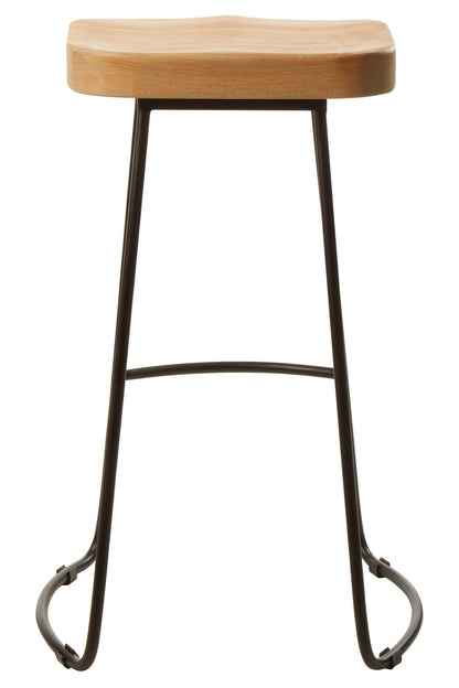 Bordeaux Oak Wood Saddle Seat Bar Stool with Black Legs