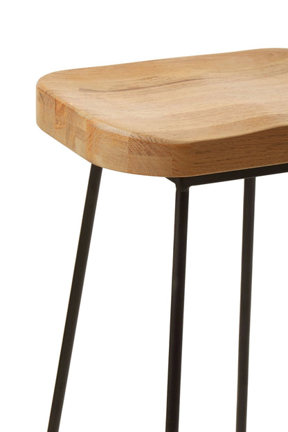 Bordeaux Oak Wood Saddle Seat Bar Stool with Black Legs