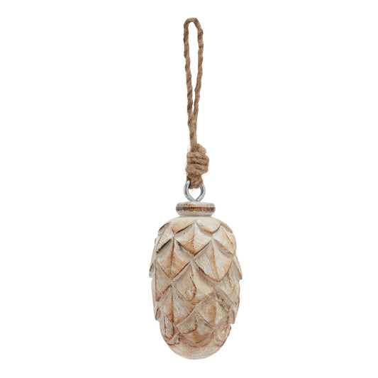Antique White Wash Small Pine Cone Bauble - Christmas Baubles from the Quanta Home collection.