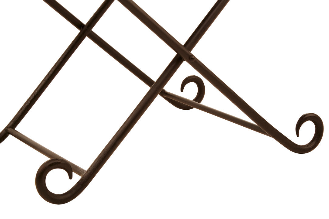 Dakota Brown Leather and Iron Folding Stool