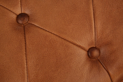 Dakota Brown Leather and Iron Folding Stool