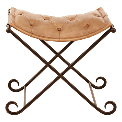 Dakota Light brown Leather And Iron Stool