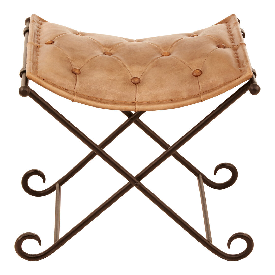 Dakota Light brown Leather And Iron Stool