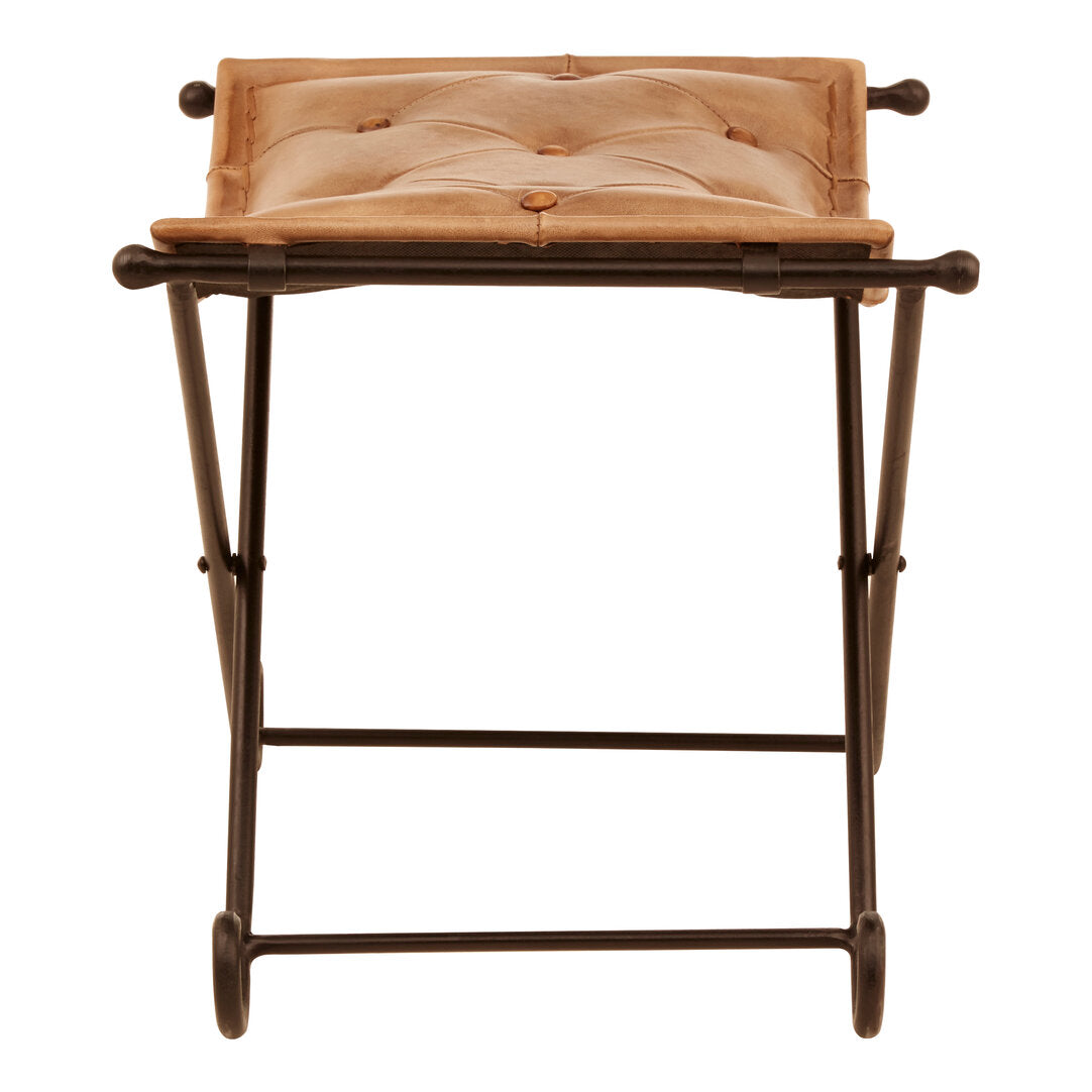 Dakota Light brown Leather And Iron Stool