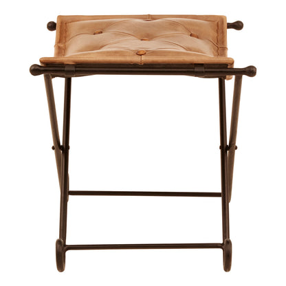 Dakota Light brown Leather And Iron Stool