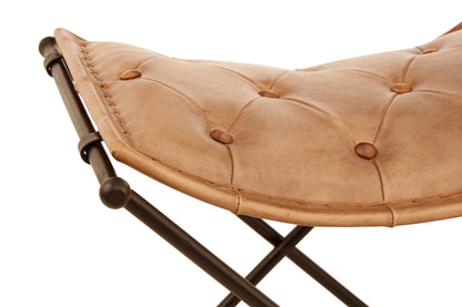 Dakota Light brown Leather And Iron Stool
