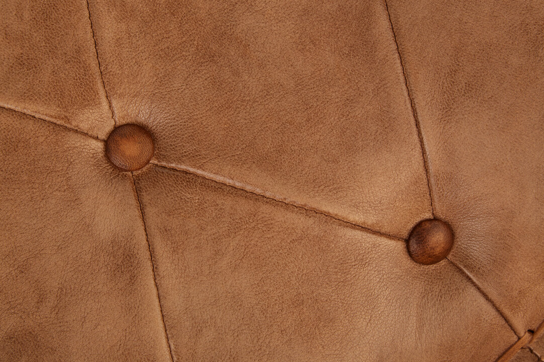 Dakota Light brown Leather And Iron Stool