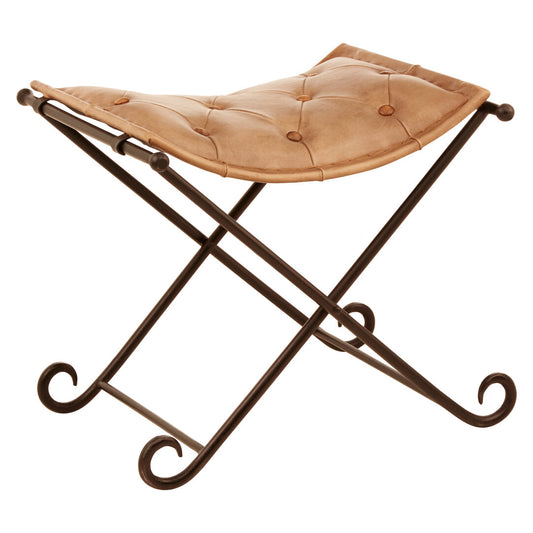Dakota Light brown Leather And Iron Stool