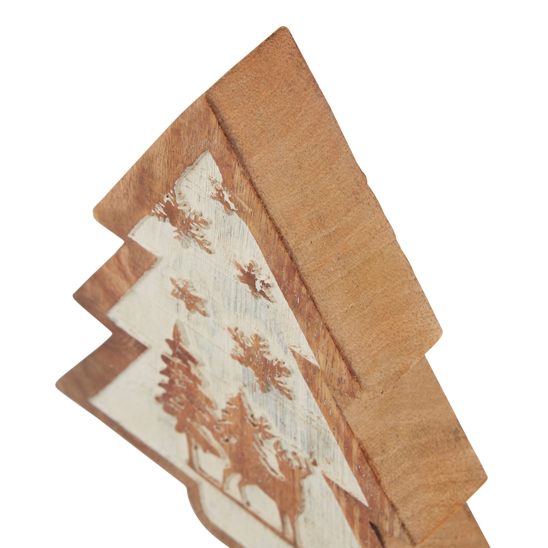 Natural Wooden Snow Scene Tree Decoration - Christmas Room Decorations from the Quanta Home collection.