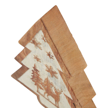 Natural Wooden Snow Scene Tree Decoration - Christmas Room Decorations from the Quanta Home collection.