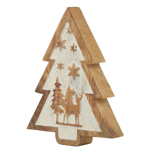 Natural Wooden Snow Scene Tree Decoration - Christmas Room Decorations from the Quanta Home collection.