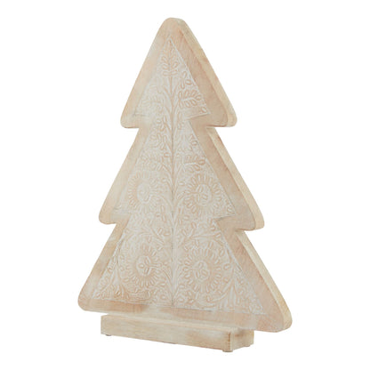 White Wash Collection Wooden Large Patterned Decorative Tree - Christmas Room Decorations from the Quanta Home collection.