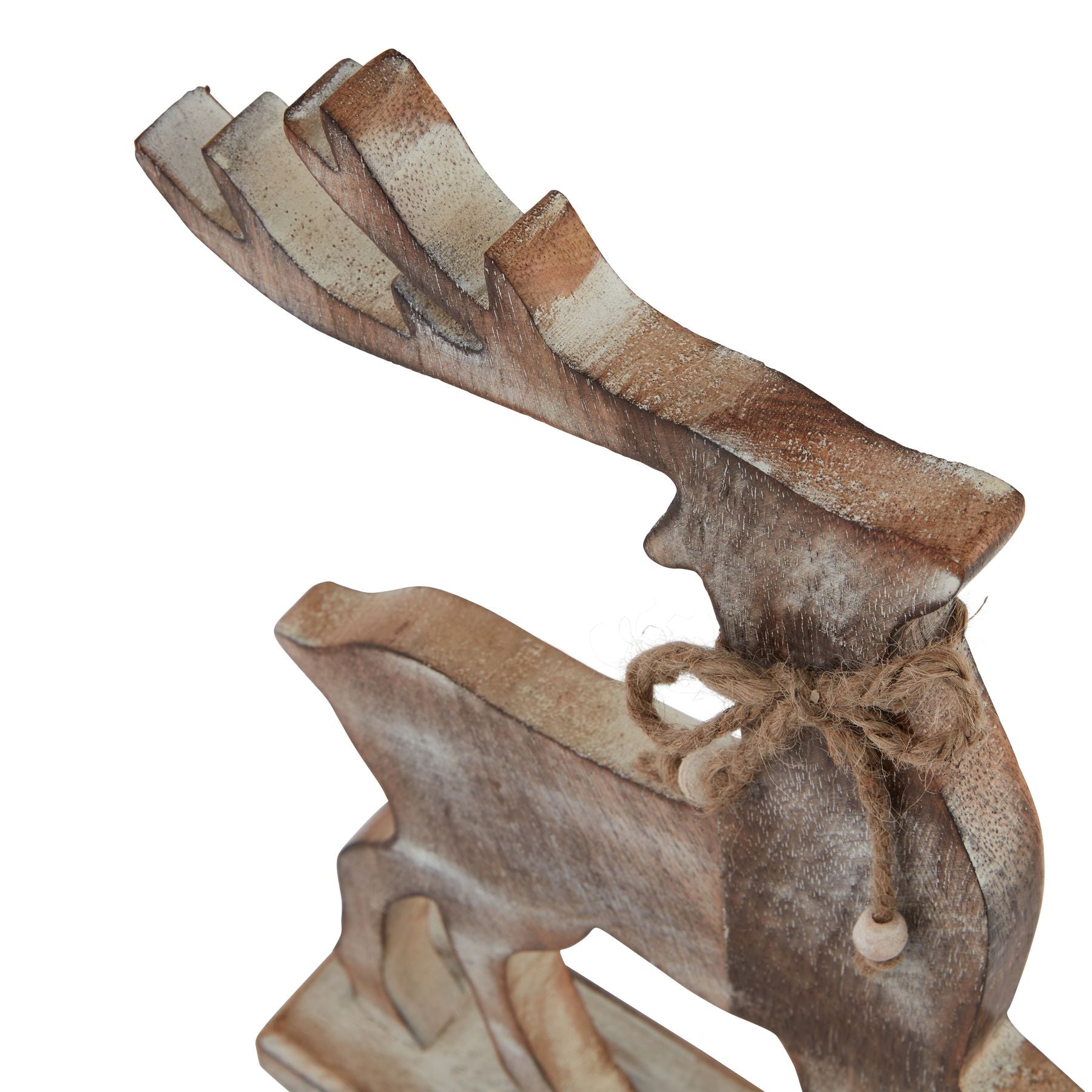White Wash Collection Wooden Reindeer Decoration - Christmas Room Decorations from the Quanta Home collection.