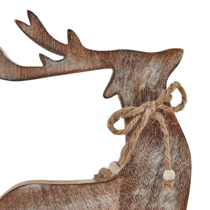 White Wash Collection Wooden Reindeer Decoration - Christmas Room Decorations from the Quanta Home collection.
