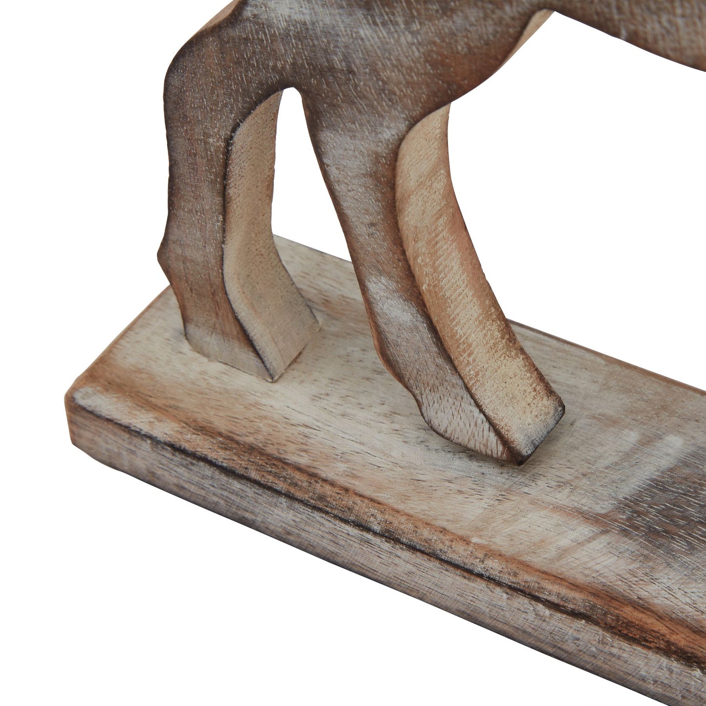 White Wash Collection Wooden Reindeer Decoration - Christmas Room Decorations from the Quanta Home collection.