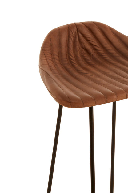 Dakota Brown Leather Bar Stool