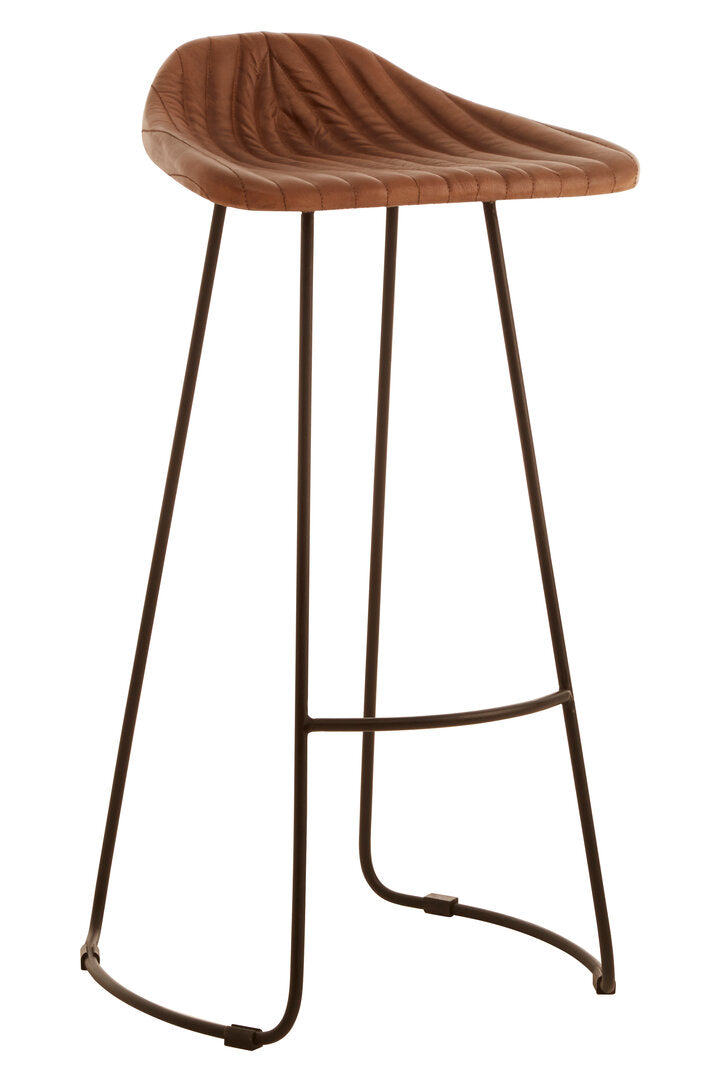 Dakota Brown Leather Bar Stool
