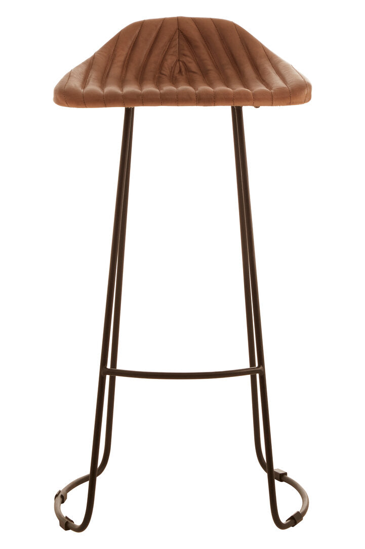 Dakota Light Brown Leather Bar Stool With Footrest