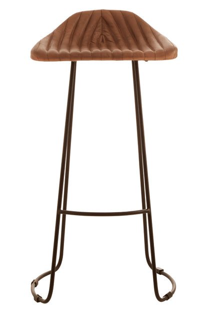 Dakota Light Brown Leather Bar Stool With Footrest